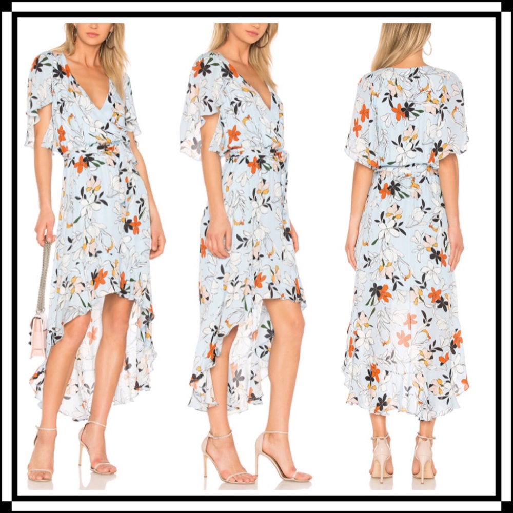 PARKER Demi SILK High-Low Floral Print Wrap Dress